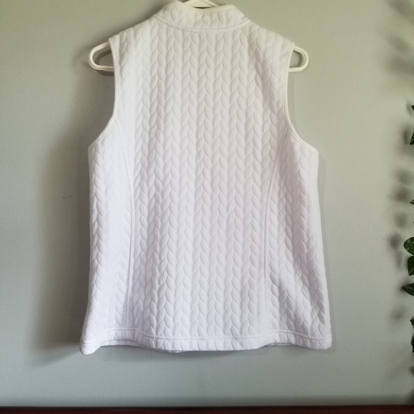 Liz Claiborne Weekend Womens Med White Quilted Jacquard Full Zip Vest w/… - Picture 12 of 12